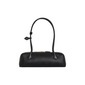 Alaia Calfskin Shoulder Bag Medium Size Women's Black