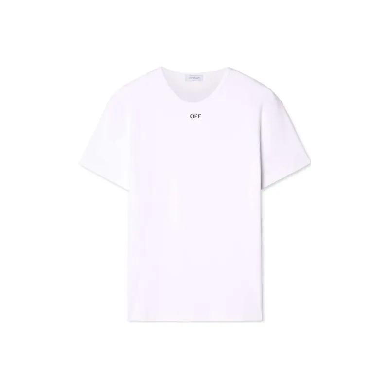 Off- Off Stamp Crewneck Straight Hem T-Shirt-0
