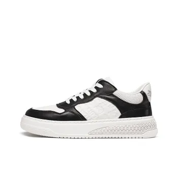 RHYTHM OF JOY Low Top Skateboard Shoes Men's Black White
