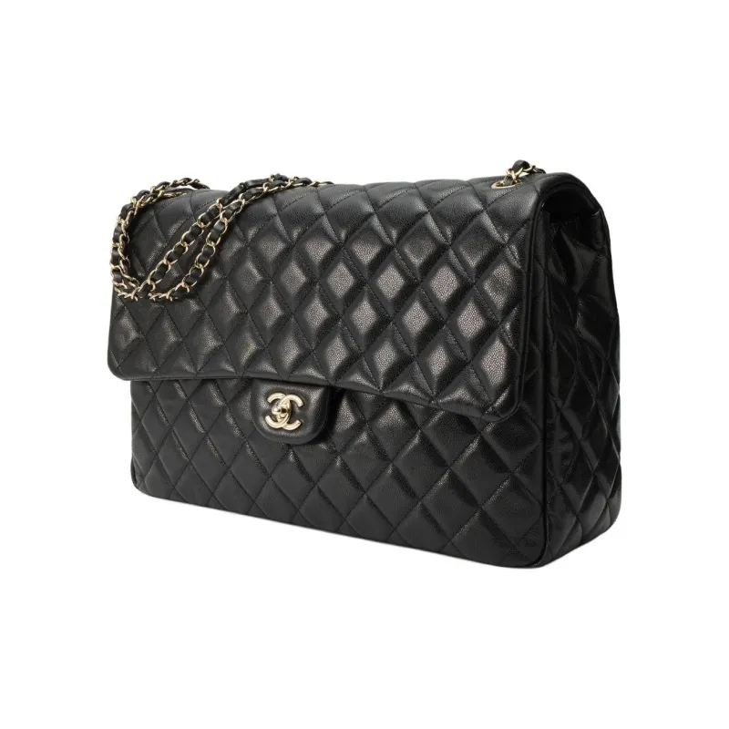 CHANEL Cow Leather Airport Bag, Shoulder Bag, Crossbody Bag Extra Large Women's Black-1