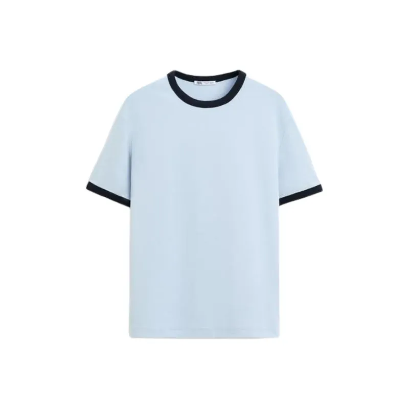 ZARA T Shirts Men Sky Blue-0