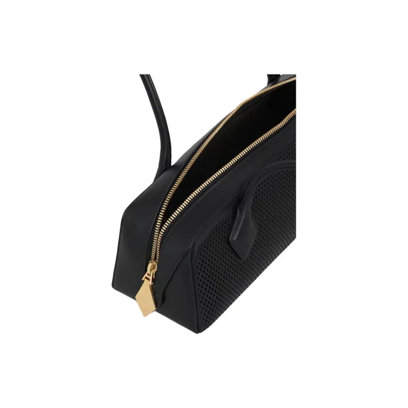 Alaia Calfskin Shoulder Bag Medium Size Women's Black-3