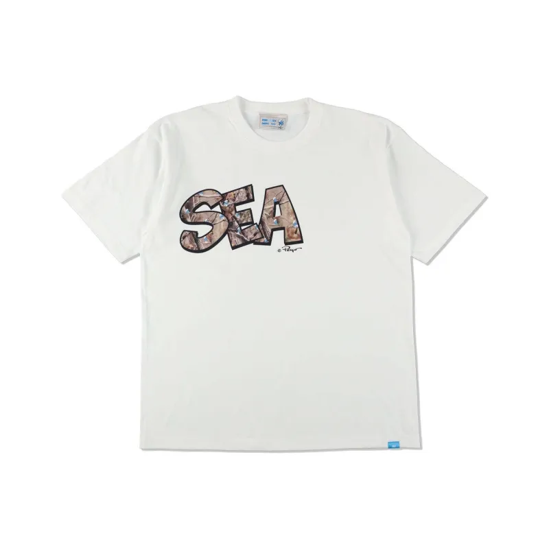 The Smurfs X WIND AND SEA Blue Elf Co-branded Edition T-Shirts Unisex White-0