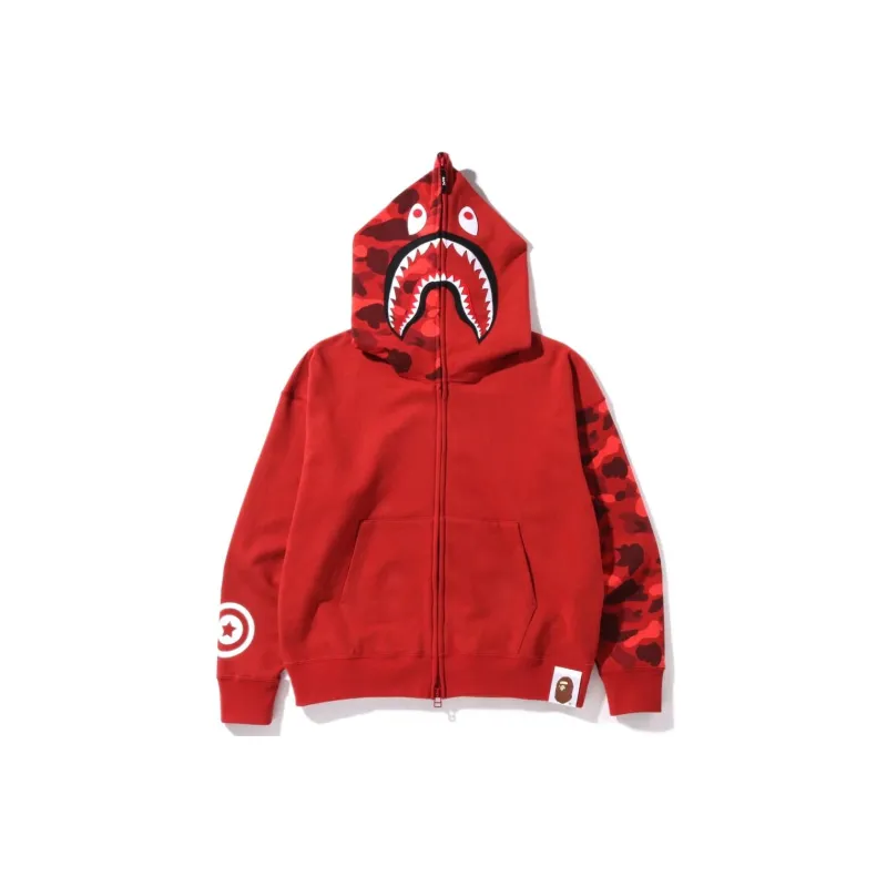 Bape Color Camo Giant Shark Loose Fit Full Zip Hoodie-4