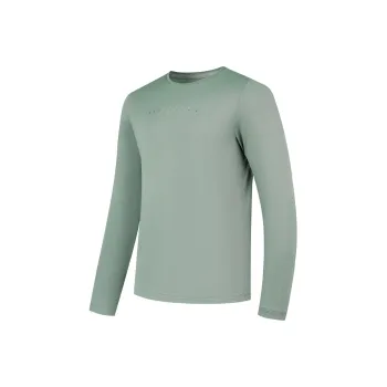 QIAODAN Early Autumn Long Sleeved T Shirt Men's Ceramic Gray Green