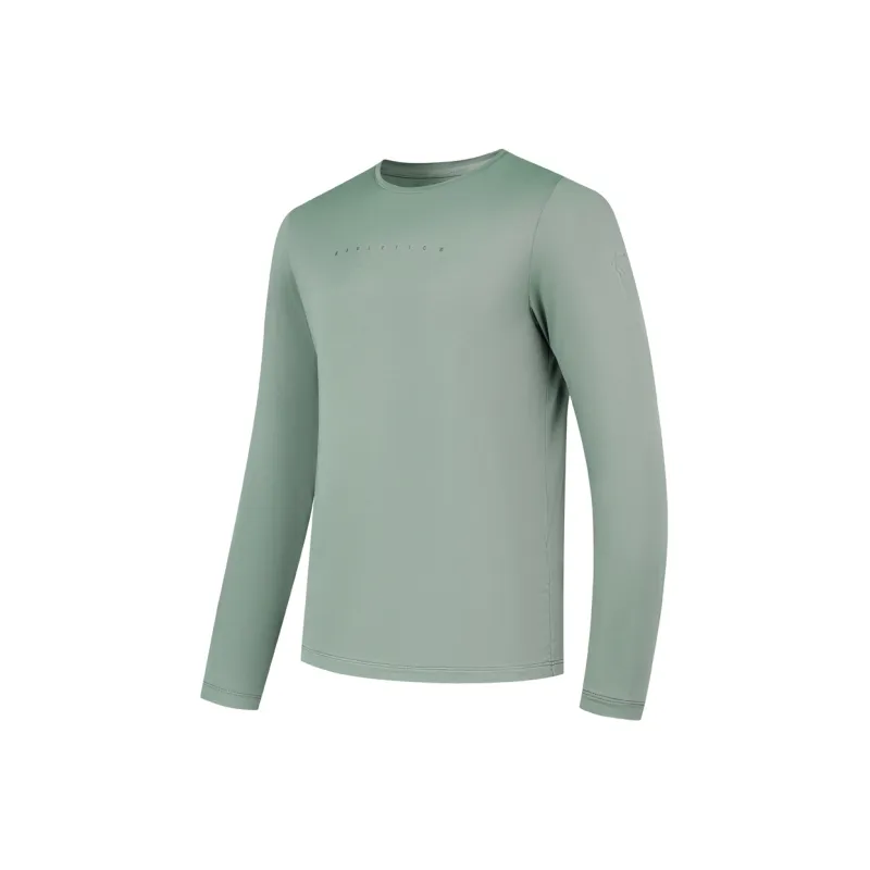 QIAODAN Early Autumn Long-Sleeved T-Shirt Men's Ceramic Gray Green-0