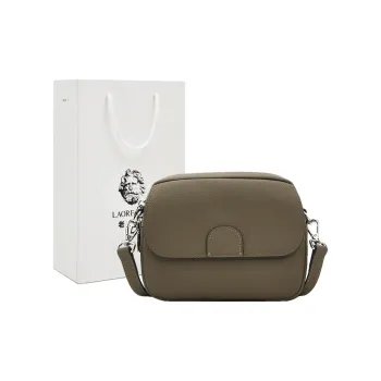 Old Man's Head Cow Leather Shoulder Bag Women's Black Ecru/Elephant Gray