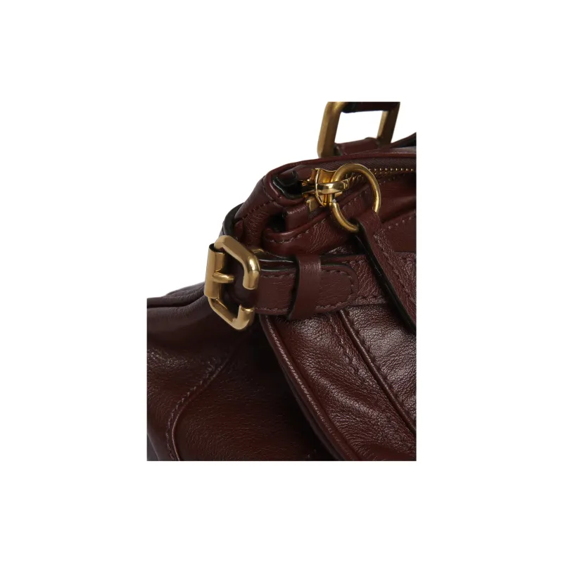 Chloe Leather Handbag Women's Burgundy-4
