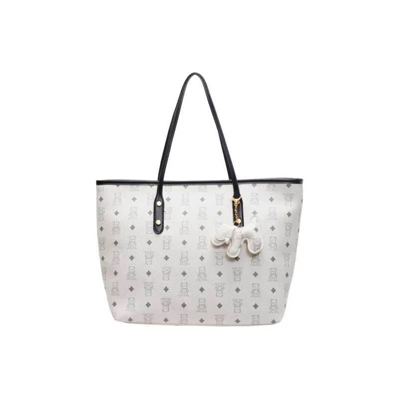 Versman PU Tote Bag, Shoulder Bag Large Size Women's Brown/Black/Pink/White/Black White Color Scheme-15