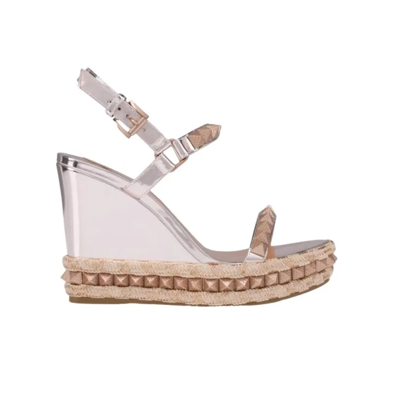 Christian Louboutin Pyraclou Metallic Wedge Sandals Women's-1
