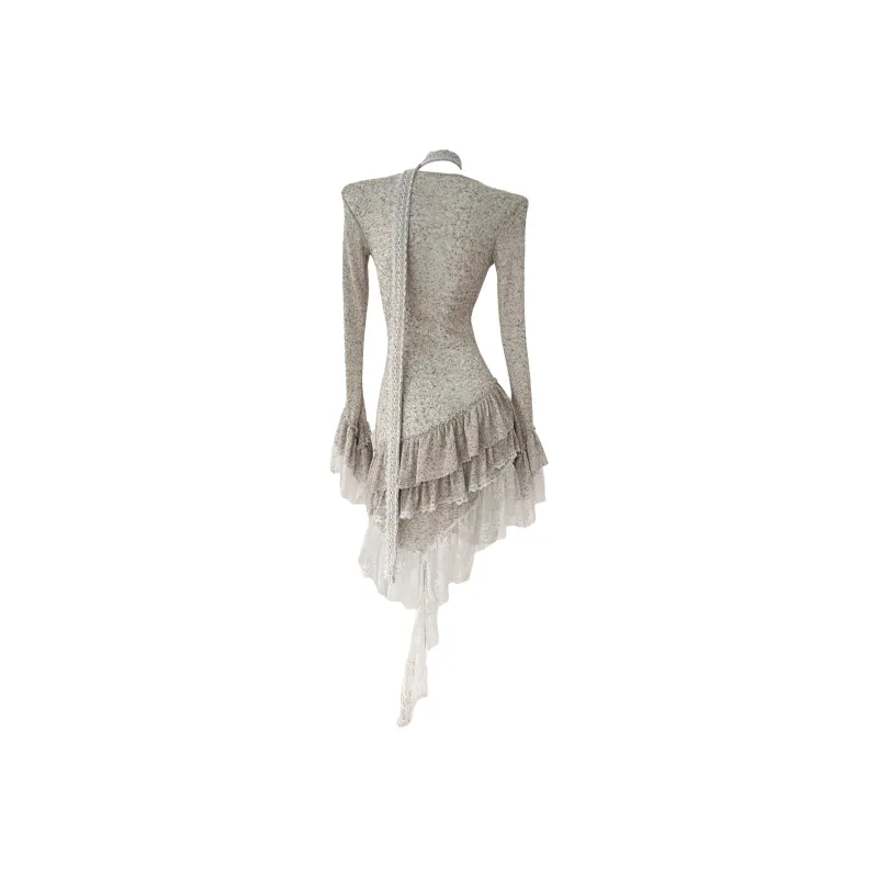 Mu Xiao Xin Long Sleeved Dresses Women's Light Gray-1
