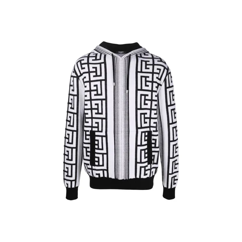 BALMAIN Monogram Drawstring Hoodie-0