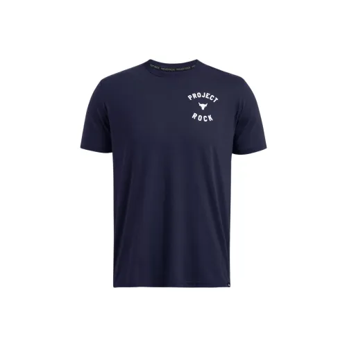 Under Spine armour PROJECT ROCK T Shirt Men's Navy Blue