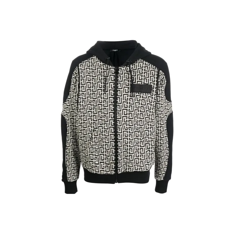 BALMAIN Monogram Printed Drawstring Hoodie-0