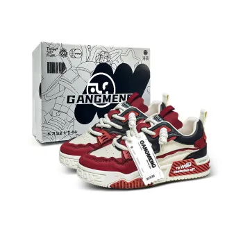 Hong Kong Meng Anti Slip And Wear Resistant Height Increasing Low Top Skateboard Shoes Men's White Red