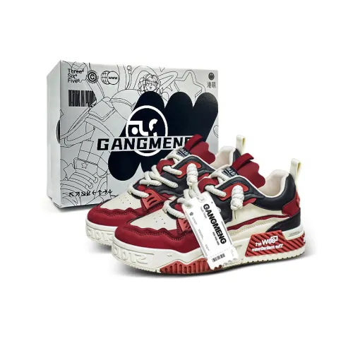 Hong Kong Meng Anti Slip And Wear Resistant Height Increasing Low Top Skateboard Shoes Men's White Red