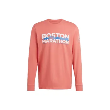 Adidas Boston Marathon® 2024 Long Sleeve Graphic Tee T Shirt Men's Used Scarlet