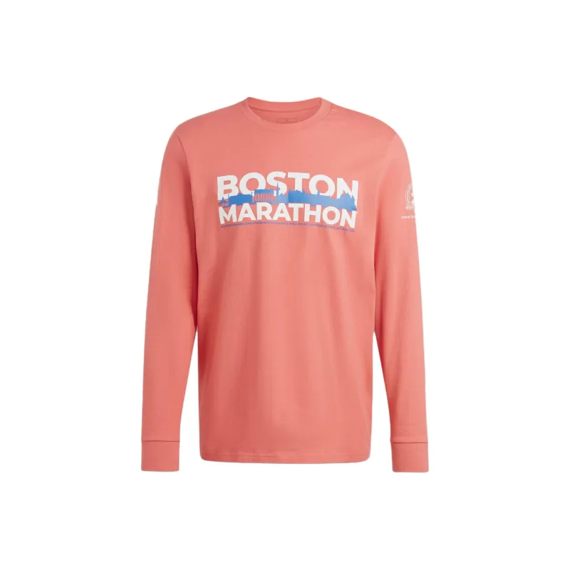Adidas Boston Marathon® 2024 Long Sleeve Graphic Tee T Shirt Men's Second Hand Scarlet-0