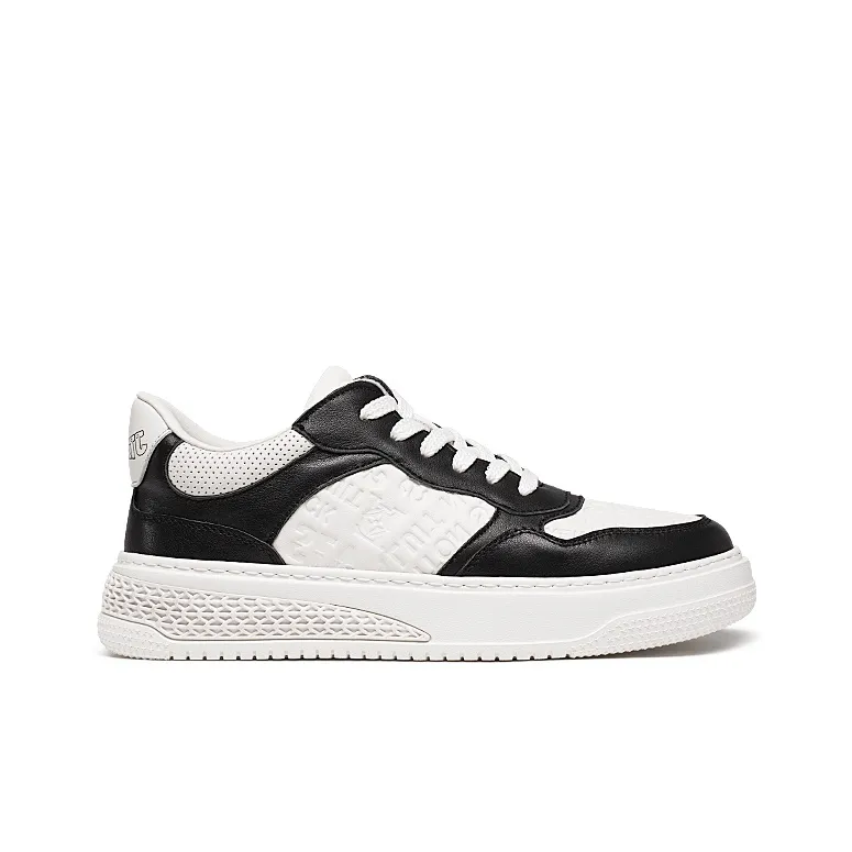 RHYTHM OF JOY Low Top Skateboard Shoes Men's Black White-3