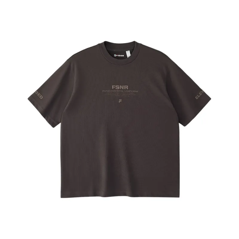 FILA FUSION T Shirts Unisex Dark Brown Gray-0