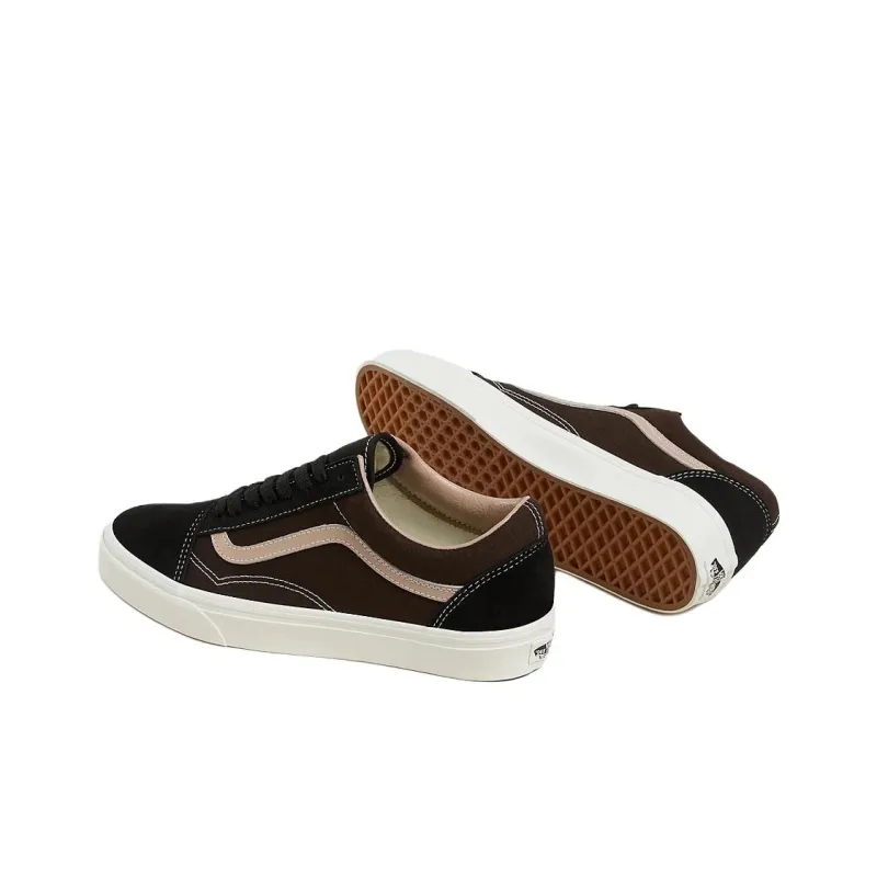 Vans Old Skool Anti Slip Wear Resistant Low Top Skateboard Shoes Women's Brown Black-3