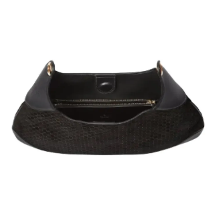 GUCCI Suede Material Shoulder Bag Small Size Women's Black-4