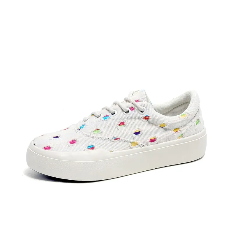 SUPEREDGE Abrasion Resistant Balance Low Top Skateboard Shoes Unisex White-1