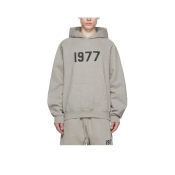 Fear Of God Essentials SS22 Gray Cotton Hoodie Dark Oatmeal Sweatshirt Men's Dark Oat
