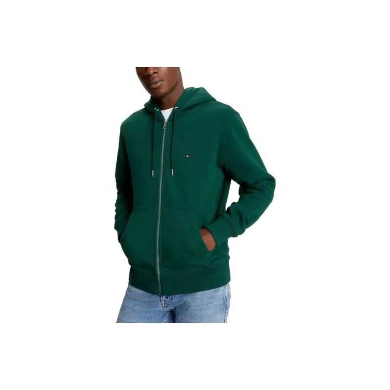 Tommy Hilfiger FW23 Flag Logo Zip Hoodie Hoodies Sweatshirt Men's Green-0