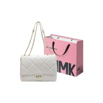 NOMK PU Shoulder Bag Chain Crossbody Bag Shoulder Bag Medium Size Women's White/Beige/Black