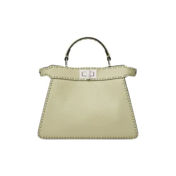 FENDI Peekaboo ISeeU Calfskin One Shoulder Handbag Small Size Women's Green