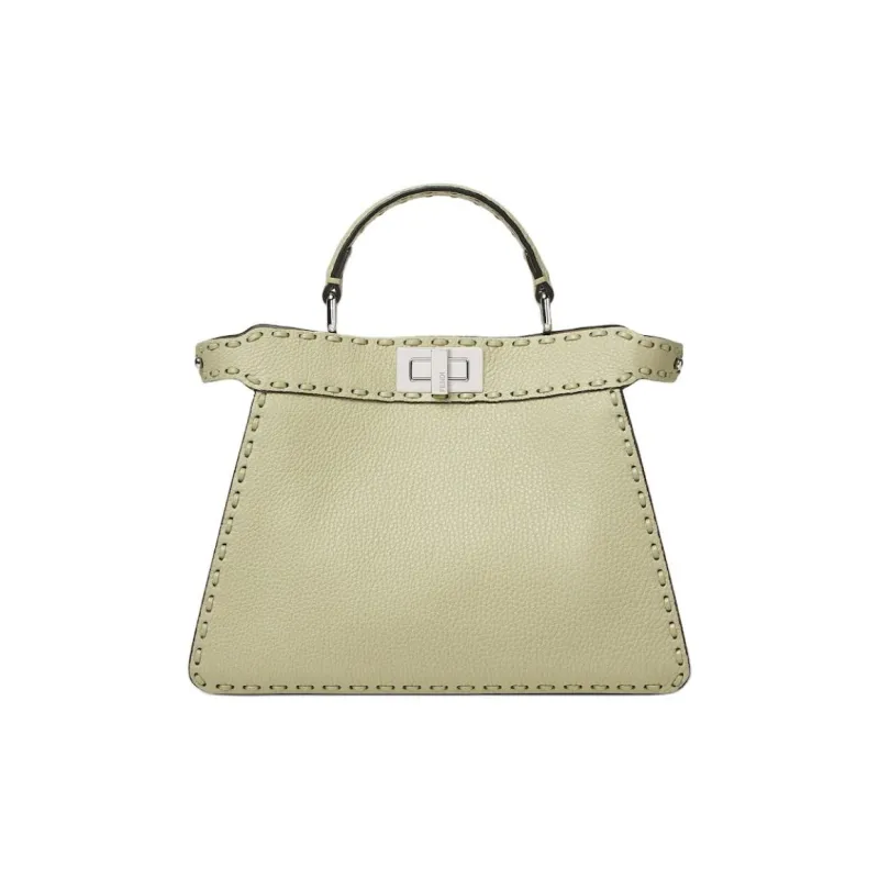 FENDI Peekaboo ISeeU Calfskin One Shoulder Handbag Small Size Women's Green-0