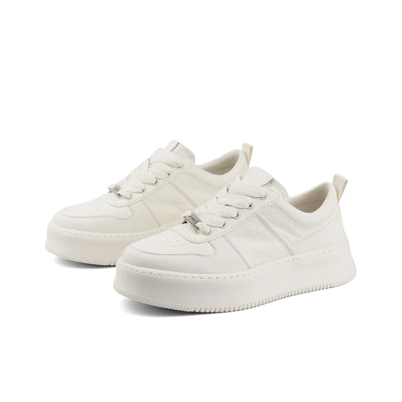 Daying Lightweight Breathable Height Increasing Low Top Skateboard Shoes Men's White-1