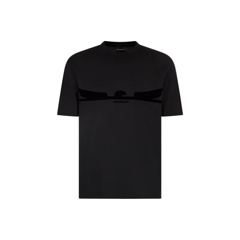 EMPORIO ARMANI Asv Jersey T shirt With Contoured Eagle Flocked Print-0