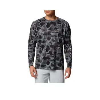 Columbia PFG Super Terminal Tackle T-Shirt Men's Black Camouflage