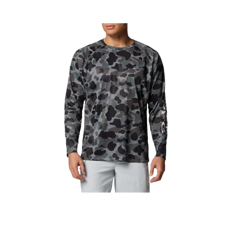 Columbia PFG Super Terminal Tackle T-Shirt Men's Black Camouflage-0