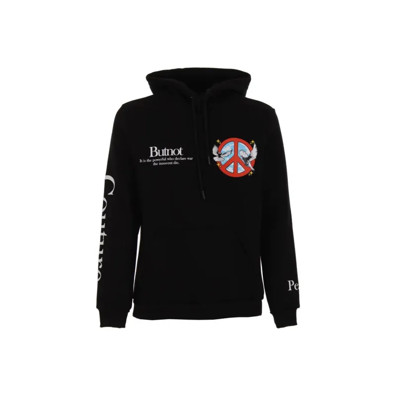 BUTNOT STREET COUTURE Felpa Con Cappuccio E Stampa Peace Sweatshirt Men's Black-0