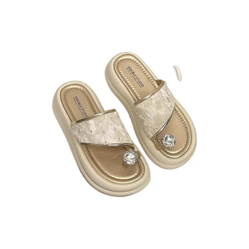 Yamada Hyakuju Slippers Khaki Ecru Black-8