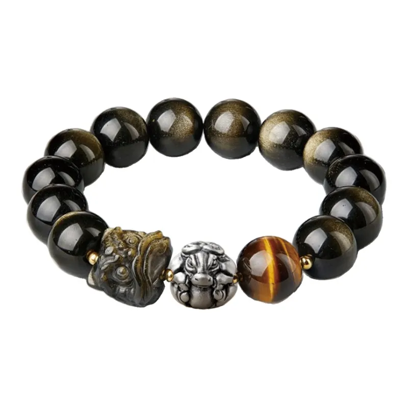 Moonstone Edge Obsidian Bracelets Unisex-1