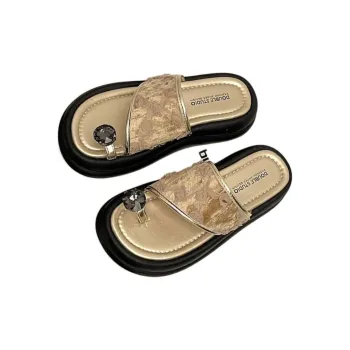 Yamada Hyakuju Slippers Khaki Ecru Black