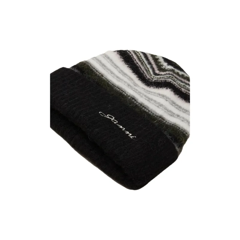 GANNI Striped Beanie-2