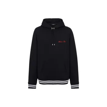 BALMAIN Signature Embroidered Drawstring Hoodie