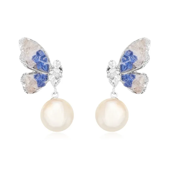 Shiban Faux Crystal Stud Earrings Unisex-7