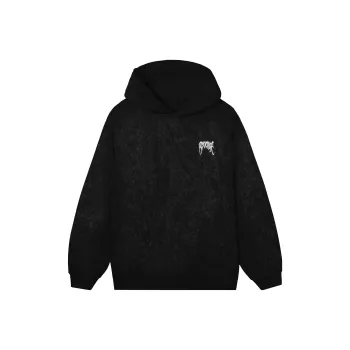 Revenge ACID WASH EMBROIDERED BASIC HOODIE BLACK Sweatshirt Unisex Black