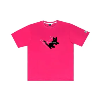 Black Cat Pixel T-Shirt Unisex Rose Red