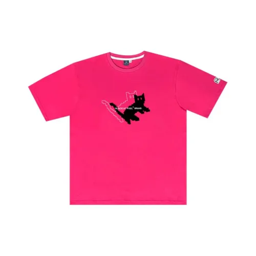 Black Cat Pixel T-Shirt Unisex Rose Red