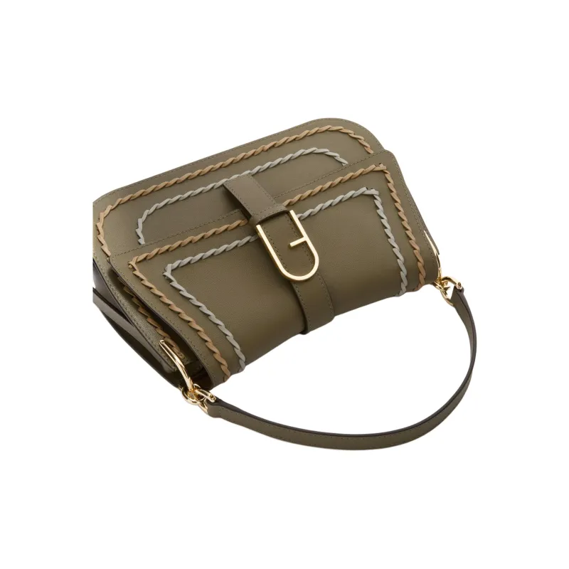 Furla Calfskin One Shoulder Handbag Medium Size Women's Sage Green-1