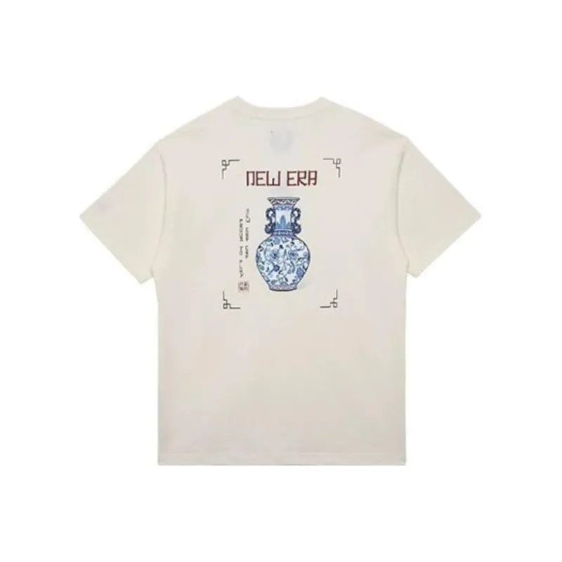 New Era Blue And White Porcelain Series T Shirts Unisex White-0