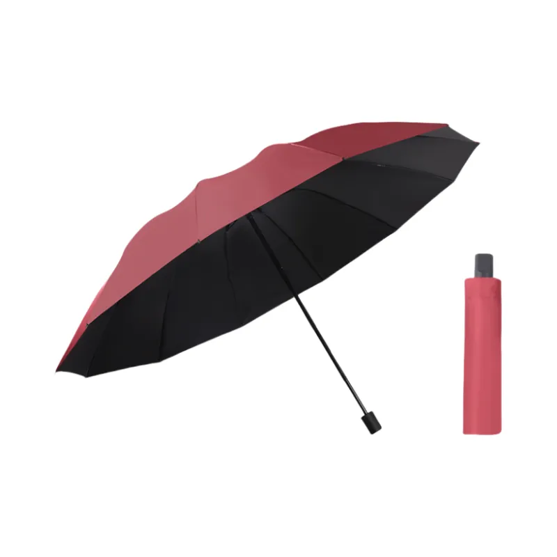 Sunny Edge PLUS Extra Large Business Umbrella 12 Rib Three Fold Vinyl Umbrella Sunny And Rainy Dual Use Multicolor-7