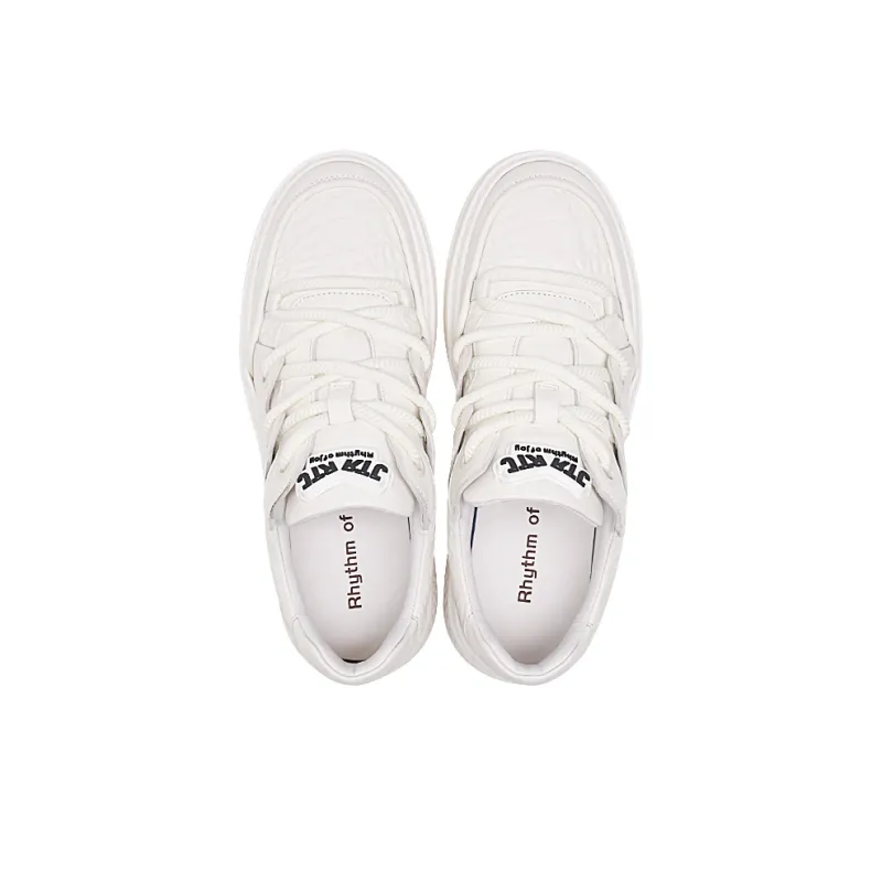 RHYTHM OF JOY Low Top Skateboard Shoes Men's White-2